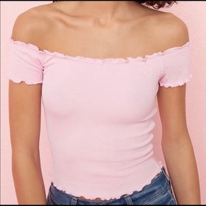 Light pink off the shoulder top
